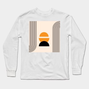 Mid Century Art , Neutral Modern Wall Art Decor, Minimalist  , Boho Style Art Prints, Orange, Black, Rainbows Long Sleeve T-Shirt